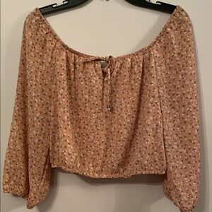Pink Rose Peach Floral Off-Shoulder Blouse